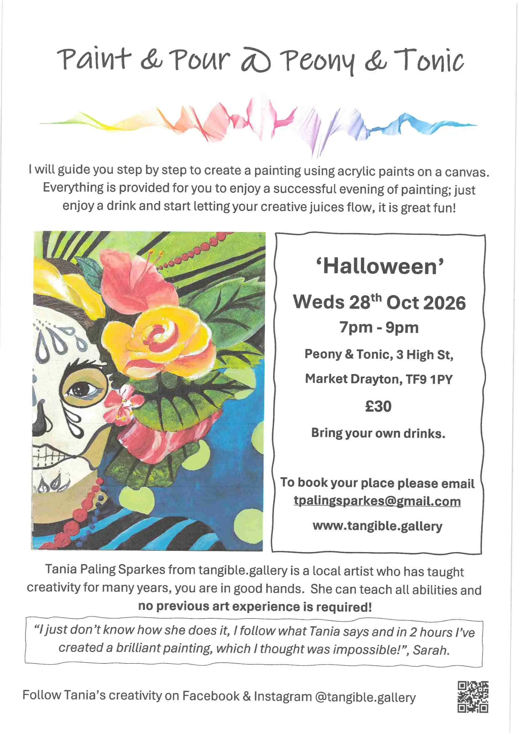 Paint & Pour at Peony & Tonic (Halloween)